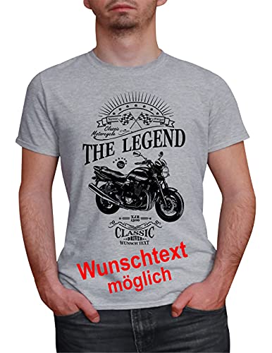 Herren T-Shirt XJR 1300 Classic mit Wunschtext (Grau, XL) von MYLEZ