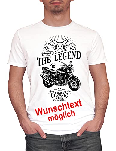 Herren T-Shirt XJR 1300 Classic mit Wunschtext (Weiss, XL) von MYLEZ
