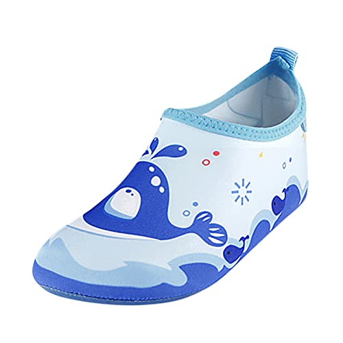 MYLH Kinder Strandschuhe Wasserschuhe Jungen Mädchen Barfußschuhe Weichen Sohle Schwimmschuhe Surfschuhe Kinderschuhe Schnell Trocknend Badeschuhe Sportschuhe Cartoon Kinder Schuhe, Blau, 28/29 EU von MYLH