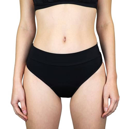 MYLILY Perioden Bikinihosen für Damen Schwarz | Perioden Bademode zum Schwimmen | Basic Slip Bikinihose | Period Swimwear (XL) von MYLILY