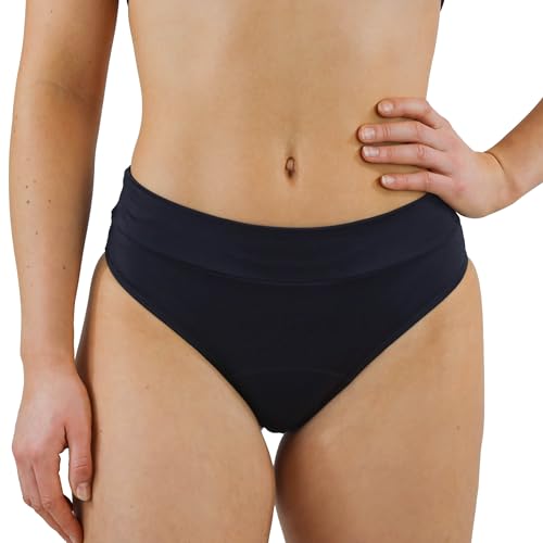 MYLILY Perioden Bikinihosen für Damen Schwarz | Perioden Bademode zum Schwimmen | Basic Slip Bikinihose | Period Swimwear (L) von MYLILY