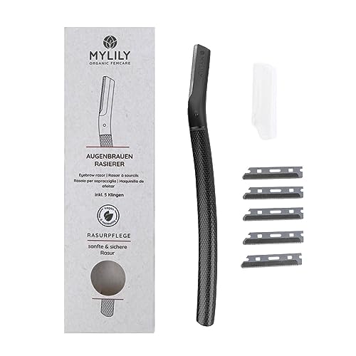 MYLILY Augenbrauenrasierer Metallic schwarz | Gesichtsrasierer Frauen | Dermaplaning Gesicht | Augenbrauen Rasierer für Frauen | Face Razor Woman | Augenbrauen Messer von MYLILY