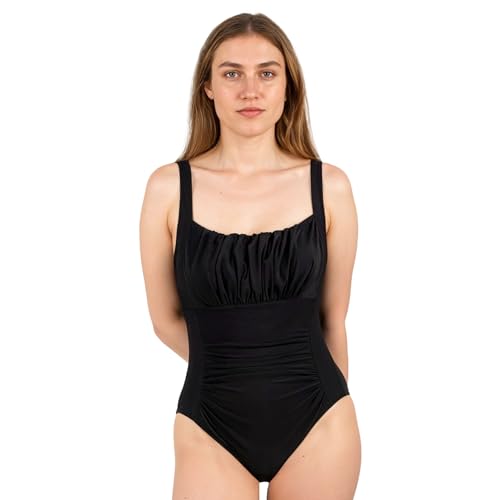 MYLILY | Badeanzug Damen mit Raffungen | Badeanzug Damen Bauchweg | Bademode Shaping Body Damen | Badeanzug Damen Schwarz (M) von MYLILY
