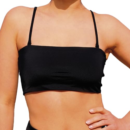 MYLILY Bandeau Bikini Oberteil Damen | Abnehmbare Träger und Trägerlos | Schwarz (3XS) von MYLILY