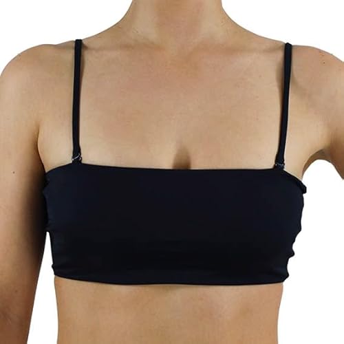 MYLILY Bikini Oberteil Bandeau | Bandeau Top Damen | Abnehmbare Träger und Trägerlos | Bandeau Bikini | Bikini Oberteil Schwarz (S) von MYLILY