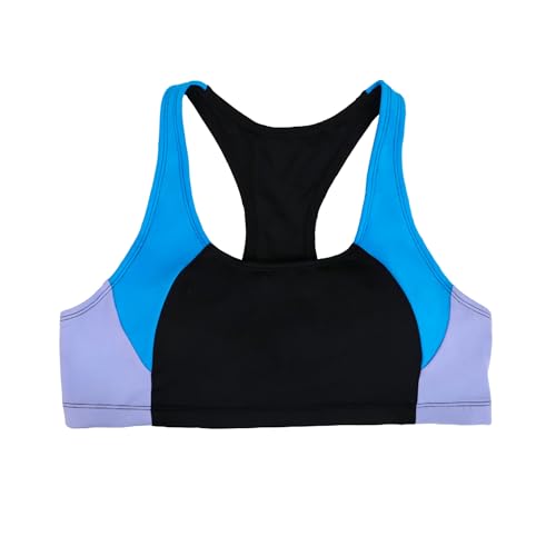 MYLILY Bikini Oberteil Sportlich Schwarz | Bikini Mädchen Schwarz | Bademode Teenager | Sport Bikinimode | Teenager Bikinioberteil | Öko-Tex Türkis Flieder Details | Racerback Sportlich (170) von MYLILY