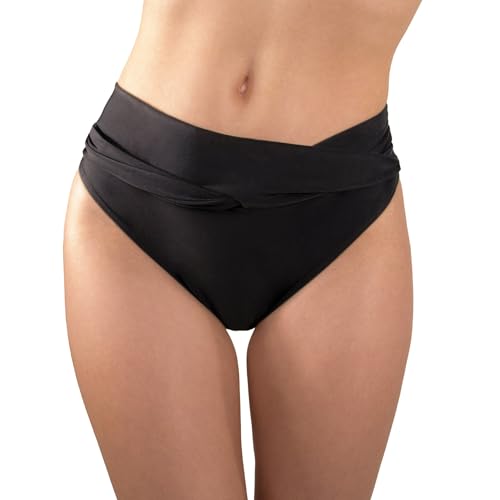 MYLILY Bikinihosen für Damen Twist Front | Bikinihose Schwarz | Bikini Unterteil Damen Ruched | Bikini Hose schwarz (S) von MYLILY