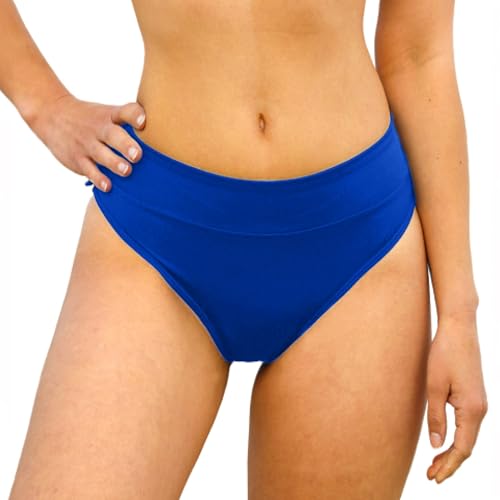 MYLILY Mid Waist Bikini Hose Damen Blau | Unterteil Bikini Damen | Bademode Damen | Badehose Damen (XL) von MYLILY