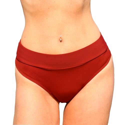 MYLILY Mid Waist Bikini Hose Damen Rot | Unterteil Bikini Damen | Bademode Damen | Badehose Damen (M) von MYLILY