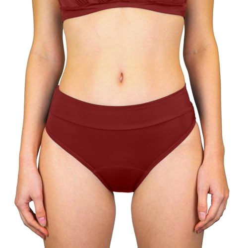 MYLILY Perioden Bikinihosen für Damen Rot | Perioden Bademode zum Schwimmen | Basic Slip Bikinihose | Period Swimwear (XXL) von MYLILY