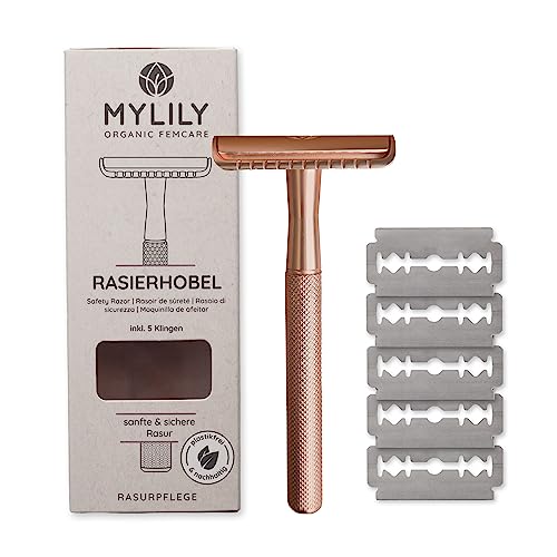 MYLILY Rasierhobel inklusive 5 Rasierklingen I deine perfekte Rasur I Rasierhobel Damen I Safety razor I Rasierhobel Damen Intimbereich I Rasierer plastikfrei I zero waste shaving I Rosegold von MYLILY