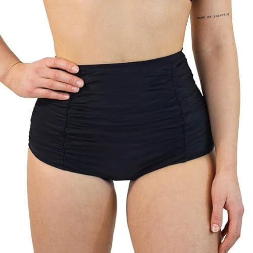 MYLILY Shape Bikini Hose Damen mit Raffungen Schwarz | High Waist Bikinihose | Bikini Hose Damen Bauchweg | Bikini mit Shaping Effekt (3XL) von MYLILY