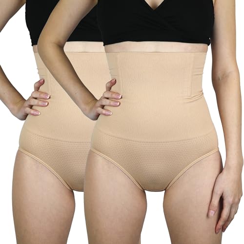 MYLILY Shape Wear Slip 2er Pack beige | Bauchweg Unterhose Damen | Bauchweg Hose | Miederhose Damen | Rückbildungshose nach Geburt | Wochenbett Slip (M) von MYLILY