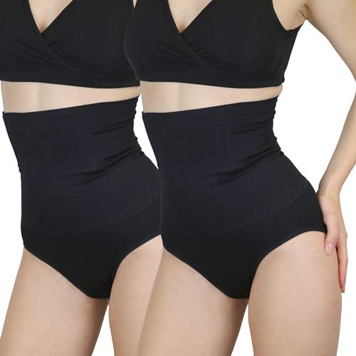 MYLILY Shape Wear Slip 2er Pack schwarz | Bauchweg Unterhose Damen | Bauchweg Hose | Miederhose Damen | Rückbildungshose nach Geburt | Wochenbett Slip (M) von MYLILY