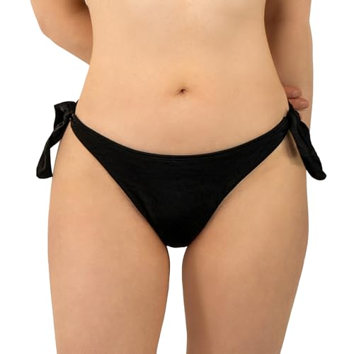 MYLILY Tanga Bikinihose zum Binden Schwarz | Bikini Damen Tanga | Bikini Bottom | Bikini Brazilian Style | Bikinihose Schwarz | Bikini Thong | Bikini Unterteil Damen | Öko Tex Zertifiziert (2XS) von MYLILY