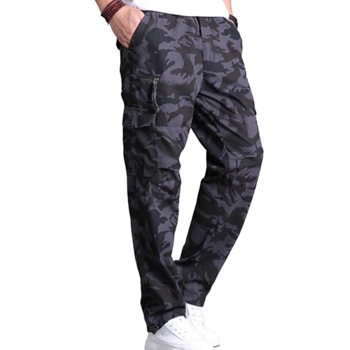 MYMRIN Cargohose Herren aus 100% Baumwolle mit 7 Taschen – Robuste Freizeithose für Outdoor(Camouflage,3XL) von MYMRIN