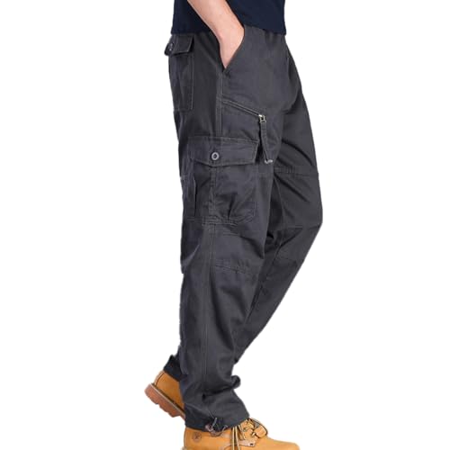 MYMRIN Cargohose Herren aus 100% Baumwolle mit 7 Taschen – Robuste Freizeithose für Outdoor(Grau,XL) von MYMRIN