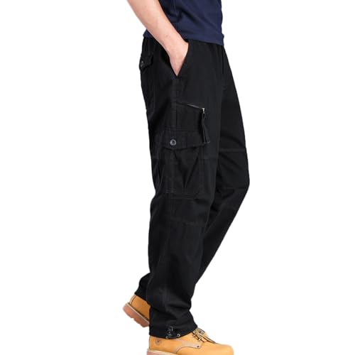 MYMRIN Cargohose Herren aus 100% Baumwolle mit 7 Taschen – Robuste Freizeithose für Outdoor(Schwarz,S) von MYMRIN