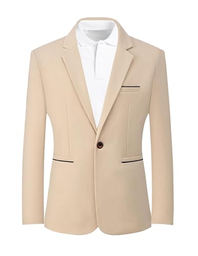 MYMRIN Jacke Herren Herbst Frühling Flammenförmiger Farbe Sakko Herren Sportlich Modern Stretch Blazer Männer Slim Fit Freizeit Jackett Business Anzugjacke(Khaki,XL) von MYMRIN