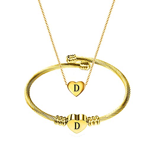 MYNENEY NIBASTAR Halskette und Armband in Herzform für Damen, Edelstahl, Buchstaben A-Z, Initiale, Statement, Schmuck-Set für Muttertag, Metall, nicht bekannt MYNENEY NIBASTAR Halskette und Armband in Herzform für Damen, Edelstahl, Buchstaben A-Z, Initiale, Statement, Schmuck-Set für Muttertag, Metall, nicht bekannt von MYNENEY