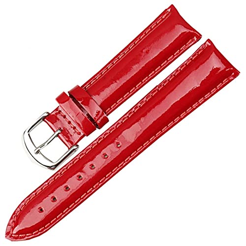 MYOBU Lederband 1 2mm 14mm 16mm 18mm 20mm Armband Black Patent Strap Strap Watch Zubehör Armbänder, Rot, 14mm von MYOBU