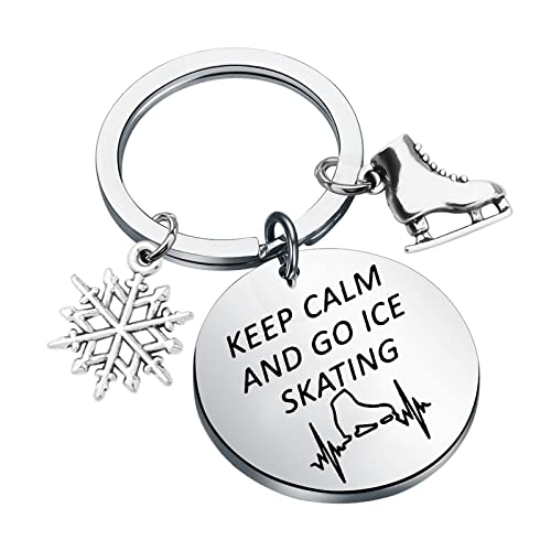 MYOSPARK Eiskunstlauf-Geschenke, Eiskunstlauf-Schlüsselanhänger, Skating-Team, Geschenke, Keep Calm And Go Ice Skating, Schlittschuhlaufen, 1.18inch von MYOSPARK
