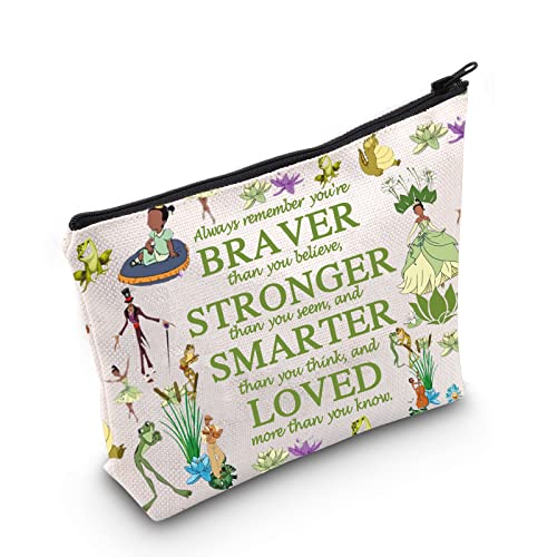 MYOSPARK Kosmetiktasche mit Froschprinzessin für Damen, Mädchen, mit Reißverschluss, Aufschrift "You are Braver Stronger Smarter Than You Think", Uk Always Frog-p Tasche, Modern von MYOSPARK