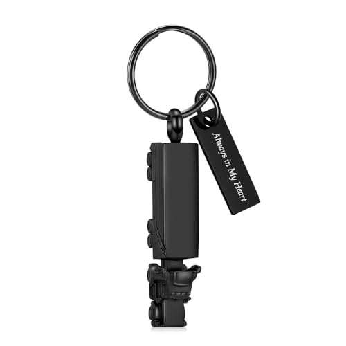 MYPOWER Autotruck Schlüsselanhänger, Feuerbestattungsschmuck, Urne für Asche, Andenken, Gedenken, Herren, Edelstahl-Schlüsselanhänger, schwarz von MYPOWER