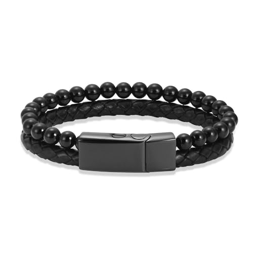 MYPOWER Doppellagiges Armband aus Einäscherungsasche, zu öffnendes Schnallendesign, Edelstahl, für Haustier-/Menschenasche, Herrengeschenk, Gedenkschmuck, 18 cm von MYPOWER