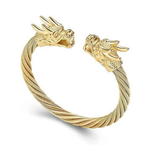 MYPOWER Drachen-Einäscherungsarmband für Asche, Edelstahl, Kabeldesign, Armreif für Männer, Gedenkurnenschmuck, Gold MYPOWER Drachen-Einäscherungsarmband für Asche, Edelstahl, Kabeldesign, Armreif für Männer, Gedenkurnenschmuck, Gold von MYPOWER