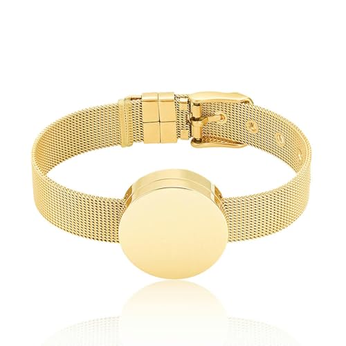 MYPOWER Feuerbestattungsarmband für Asche, Gedenkurnen-Armreif, rundes Medaillon, Aschehalter, verstellbares Uhrenarmband, individuelle Gravur, Andenken, Gold MYPOWER Feuerbestattungsarmband für Asche, Gedenkurnen-Armreif, rundes Medaillon, Aschehalter, verstellbares Uhrenarmband, individuelle Gravur, Andenken, Gold von MYPOWER