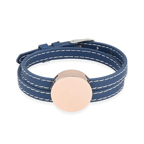 MYPOWER Feuerbestattungsarmband für Asche, Roségold, rund, Medaillon, verstellbar, Lederband, Armreif, individueller Gedenkurnenschmuck, Blau MYPOWER Feuerbestattungsarmband für Asche, Roségold, rund, Medaillon, verstellbar, Lederband, Armreif, individueller Gedenkurnenschmuck, Blau von MYPOWER