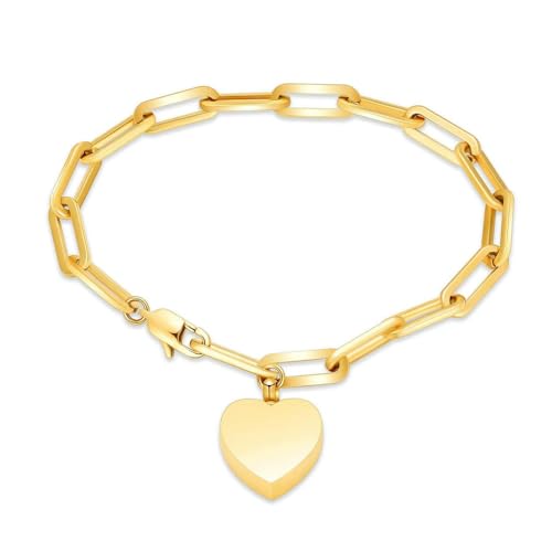 MYPOWER Feuerbestattungsschmuck, Herz-Urnenarmband für Asche, Gedenkschmuck, Edelstahl-Urnenanhänger, Armreif für Asche für Männer und Frauen, Gold MYPOWER Feuerbestattungsschmuck, Herz-Urnenarmband für Asche, Gedenkschmuck, Edelstahl-Urnenanhänger, Armreif für Asche für Männer und Frauen, Gold von MYPOWER