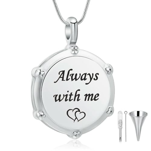 MYPOWER Frauen Geschenk Gedenkanhänger Urnenkette Always With Me Personalisierbarer Charm Einäscherungsschmuck Edelstahl-Silber von MYPOWER