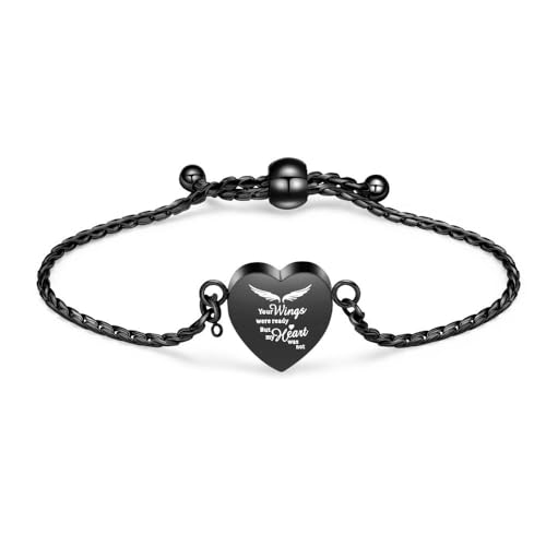 MYPOWER Gedenkarmband für Asche, Urnenarmband für Asche, verstellbar, Andenken-Armreif für Frauen, Schwarz von MYPOWER