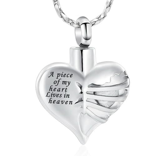 MYPOWER Gedenkurnen-Halskette mit Herzanhänger, individuell graviertes Wort, Halter für Haustierasche, Edelstahl, für Frauen, Schmuck-A von MYPOWER