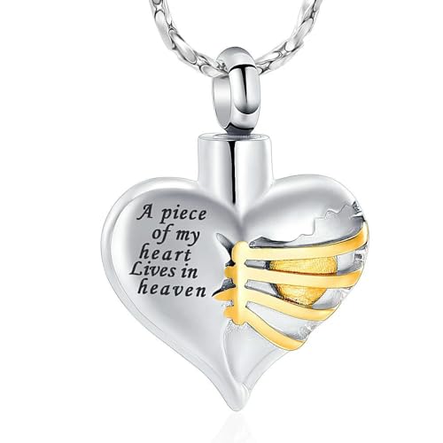 MYPOWER Gedenkurnen-Halskette mit Herzanhänger, individuell graviertes Wort, Halter für Haustierasche, Edelstahl, für Frauen, Schmuck-C von MYPOWER