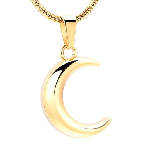 MYPOWER Halskette mit Anhänger „Du bist mein Mond“, Andenken an die Asche eines Menschen, Haustier, Gedenkschmuck, elegantes Geschenk für Frauen und Mädchen, Halskette, Gold von MYPOWER