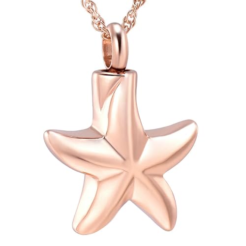 MYPOWER Halskette mit Anhänger in Seesternform für die Einäscherung, bedeutet kindlichen Halter für Haustierasche, Edelstahl, Geschenk für Kinder, Andenkenschmuck, B von MYPOWER