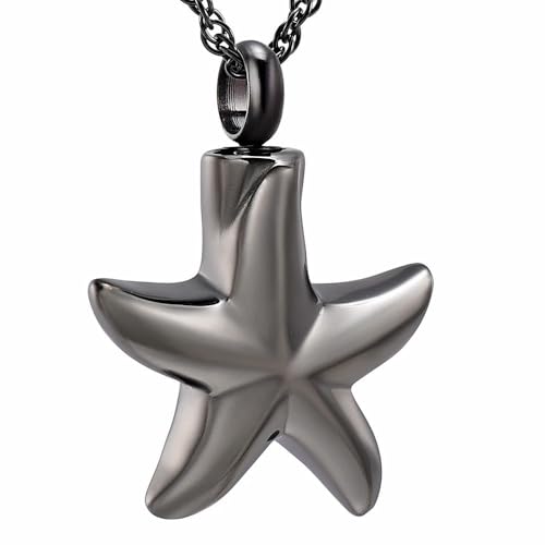 MYPOWER Halskette mit Anhänger in Seesternform für die Einäscherung, bedeutet kindlichen Halter für Haustierasche, Edelstahl, Geschenk für Kinder, Andenkenschmuck-E von MYPOWER