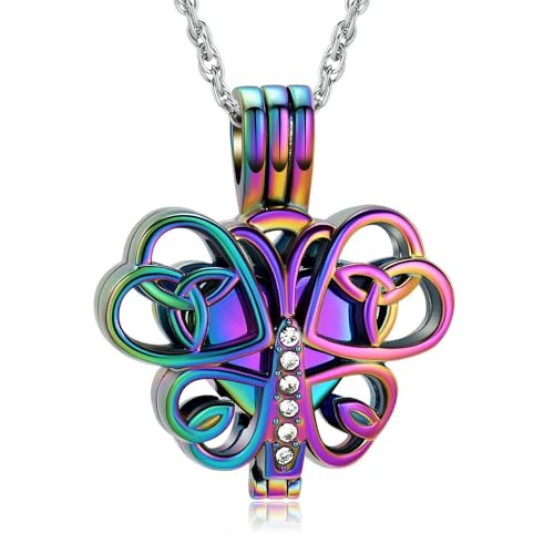 MYPOWER Hohle Schmetterlings-Einäscherungskette mit Herz-Urnen-Anhänger für Haustier-/Menschenasche, Edelstahl, Hochzeitsgeschenk für Damen, Gedenkstätte-E von MYPOWER