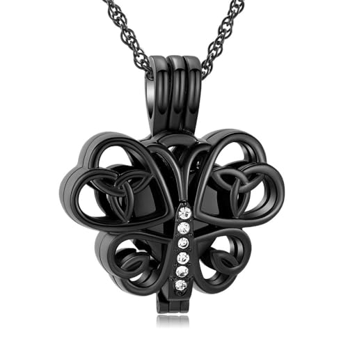 MYPOWER Hohle Schmetterlings-Einäscherungskette mit Herz-Urnen-Anhänger für Haustier-/Menschenasche, Edelstahl, Hochzeitsgeschenk für Damen, Gedenkstätte-F von MYPOWER