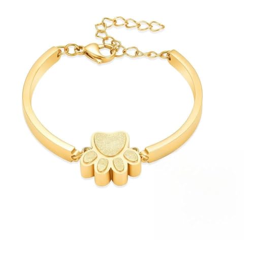 MYPOWER Kostenlose Gravur, Gedenkarmband aus Edelstahl mit Pfotenabdruck, Urne, verstellbar und individuell für Asche, Damen und Herren, Feuerbestattungsarmreif, Gold, 18 cm MYPOWER Kostenlose Gravur, Gedenkarmband aus Edelstahl mit Pfotenabdruck, Urne, verstellbar und individuell für Asche, Damen und Herren, Feuerbestattungsarmreif, Gold, 18 cm von MYPOWER