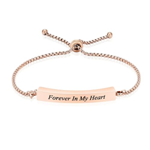MYPOWER Langes Urnenarmband „Forever in My Heart“ aus Edelstahl für Haustier-/Menschenasche, verstellbar, eleganter Armreif für Frauen von MYPOWER