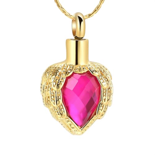 MYPOWER Personalisierte Herz-Urnen-Halskette mit Kristallanhänger für Hunde- und Katzenasche, Edelstahl, Hochzeitsgeschenk für Frauen, Feuerbestattungsschmuck-C von MYPOWER