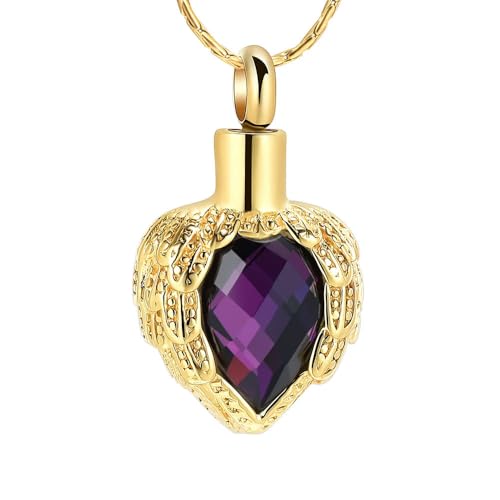 MYPOWER Personalisierte Herz-Urnen-Halskette mit Kristallanhänger für Hunde- und Katzenasche, Edelstahl, Hochzeitsgeschenk für Frauen, Feuerbestattungsschmuck-D von MYPOWER