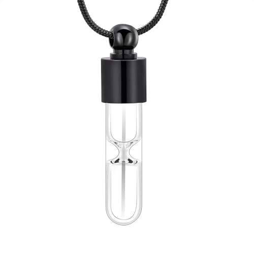 MYPOWER Personalisierte Urnen-Halskette mit Zylinder-Anhänger, Trichter-Design für die Asche von Haustieren, große Kapazität, Edelstahl, für Frauen und Männer, Andenken, Schwarz von MYPOWER