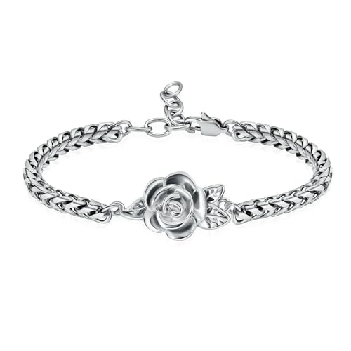 MYPOWER Rose Flower Cremation Armband für Asche für Frauen Memorial Andenken Halter Armband-Silber von MYPOWER