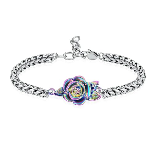 MYPOWER Rosenblüten-Einäscherungsarmband für Asche für Frauen, Gedenk-Andenkenhalter-Armband, bunt von MYPOWER