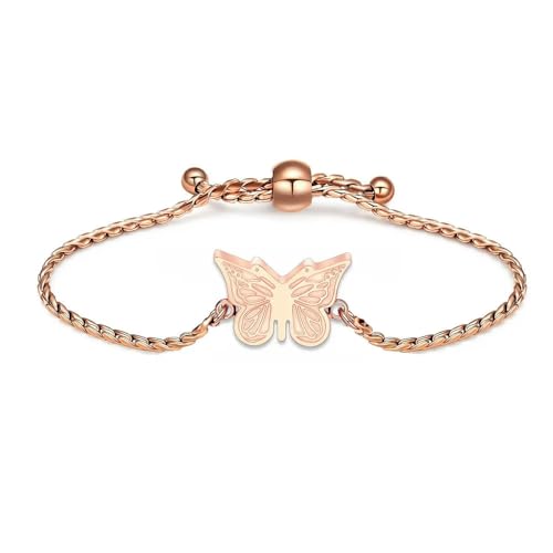 MYPOWER Schmetterlings-Urnenarmband für Asche, Edelstahl, verstellbarer Armreif, Gedenkschmuck, Beerdigungs-Andenkengeschenk für Frauen, Roségold MYPOWER Schmetterlings-Urnenarmband für Asche, Edelstahl, verstellbarer Armreif, Gedenkschmuck, Beerdigungs-Andenkengeschenk für Frauen, Roségold von MYPOWER